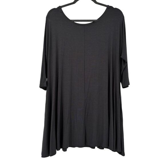 Umgee Round Neck 3/4 Sleeves Swing Dress Dark Gray Medium NWT - Picture 6 of 7